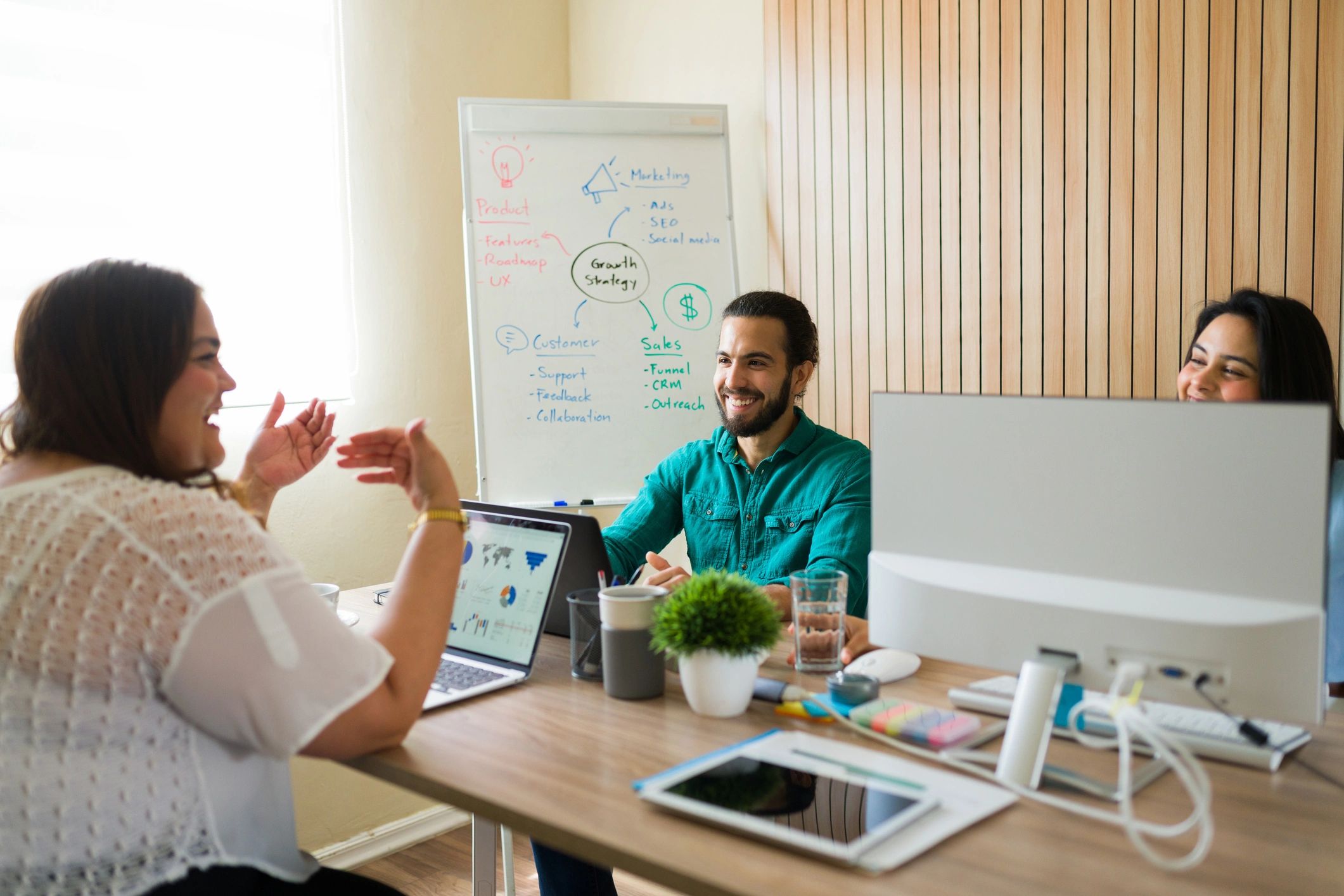 Digital marketing team in modern workspace